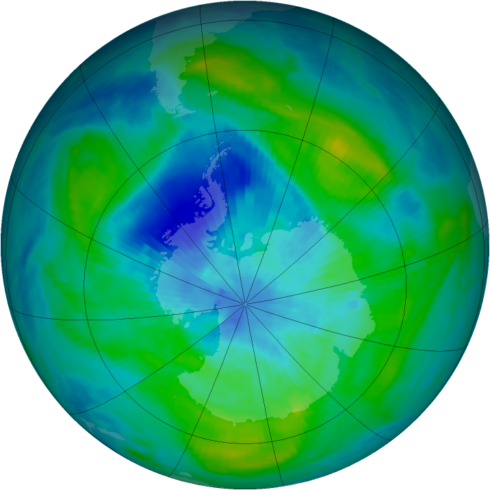 Antarctic ozone map for 15 March 1981